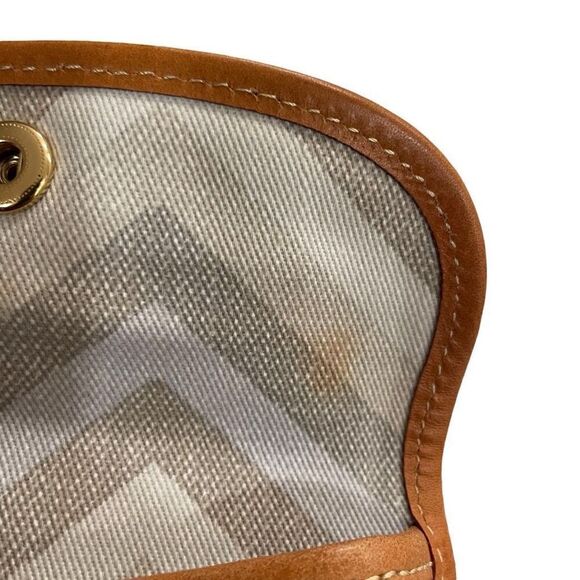 Dooney & Bourke Coin Purse Leather Pebbled Wristlet Navy Brown Trim - Picture 5 of 7